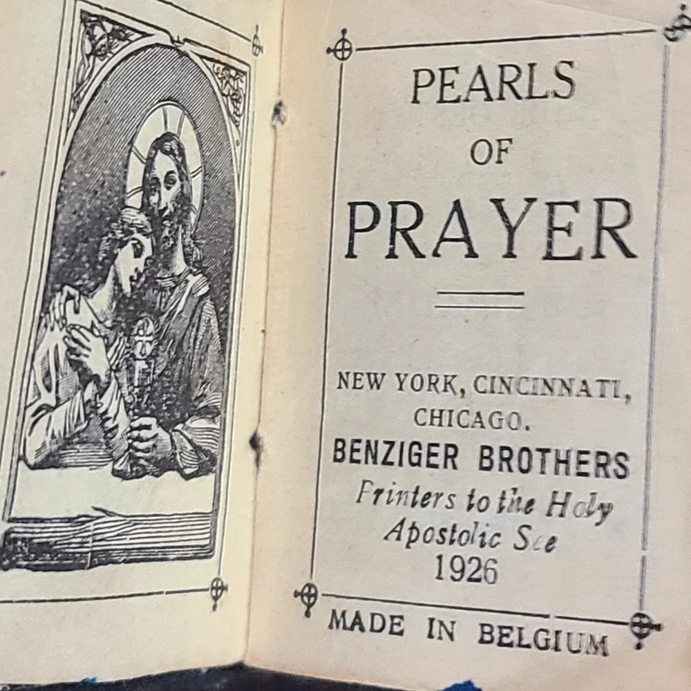 Antique Pearls of Prayer Micro Miniature Christian Prayer Book Belgium 1926